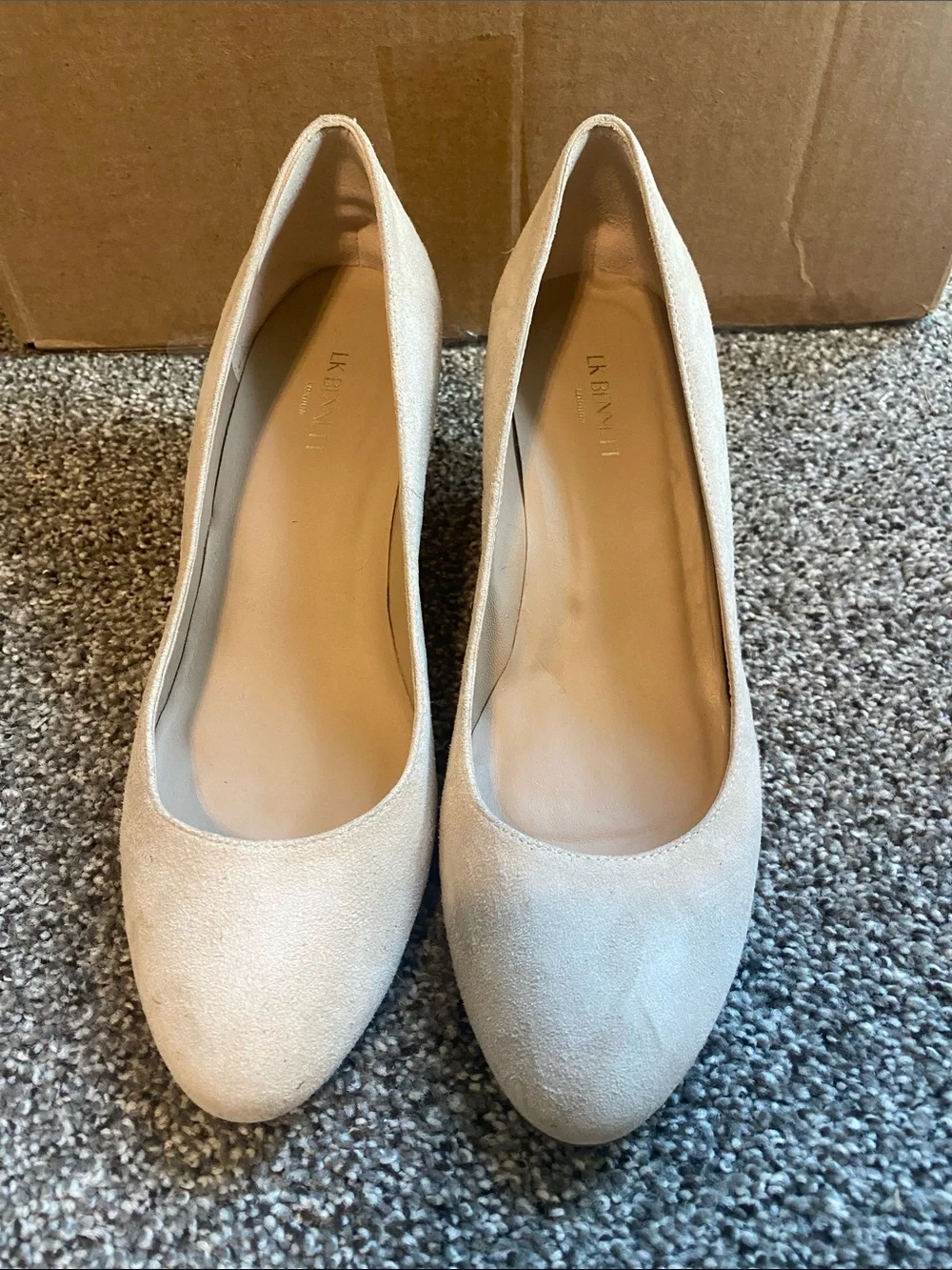 LK Bennett Cream Wedge Pumps with Subtle Metallic Heel
